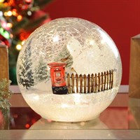 Festive 15cm Postbox Winter Light Up Christmas Scene Crackle Effect Ball (P041994)