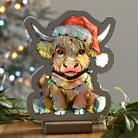Festive 20cm Infinity Light Up Christmas Highland Cow (P065973)