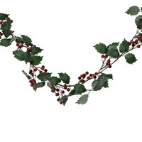 Kaemingk 1.3m Red Berry & Holly Christmas Garland (701869)