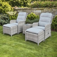 Supremo Winchester Stone Dual Recliner Outdoor Garden Furniture Set
