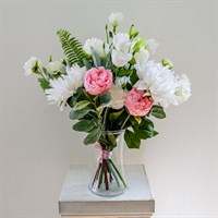 White and Pink Faux Floral Bouquet
